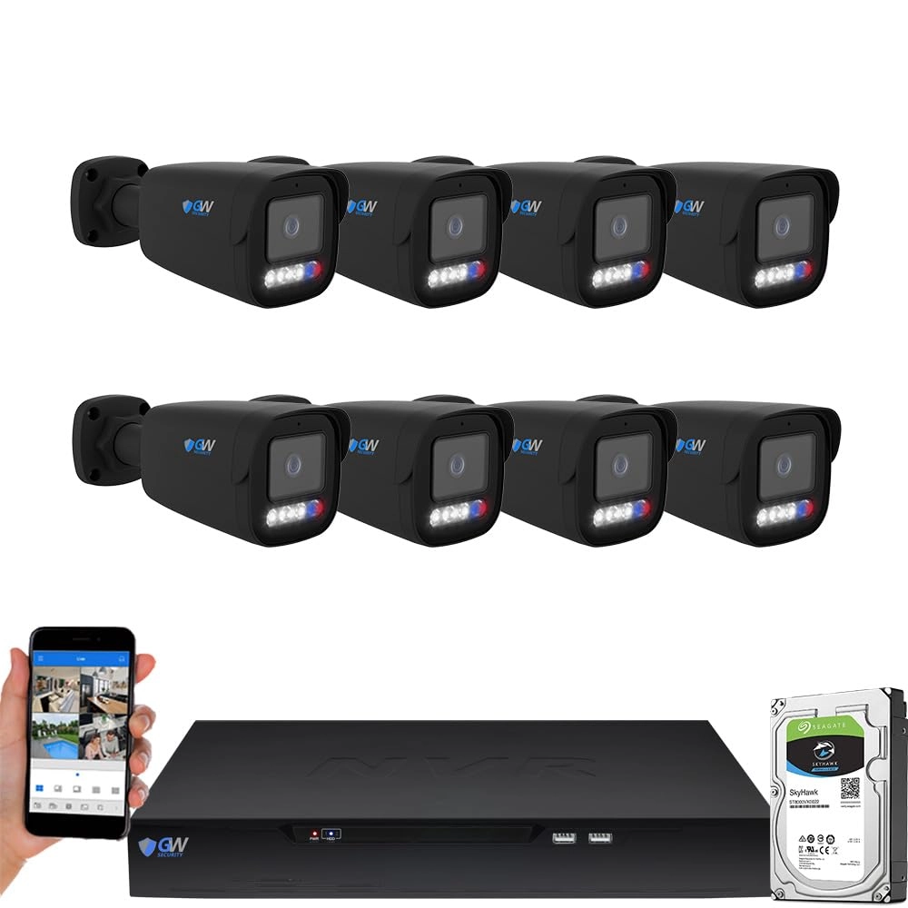 GW Security GW4108EP - 8 Channel NVR + GW5094IP - 5MP Two Way Audio Camera + GWCAT60 - 60FT CAT5E + GWCAT100 - 100FT CAT5E