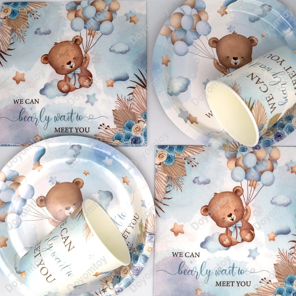Teddy Bear Birthday Party Tableware - 61-piece