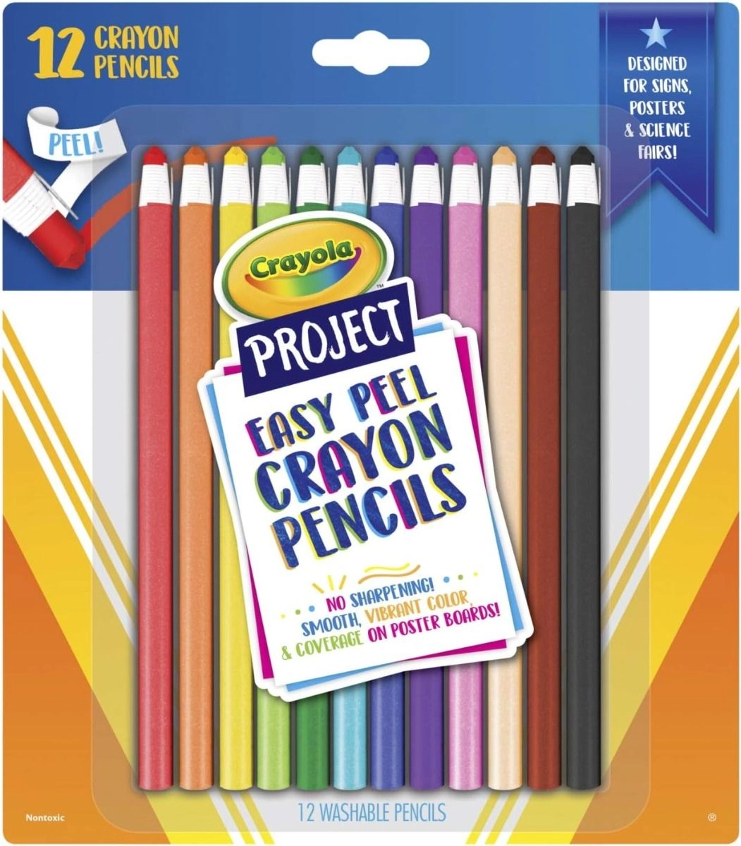 Easy Peel Crayon Pencils - 12pcs