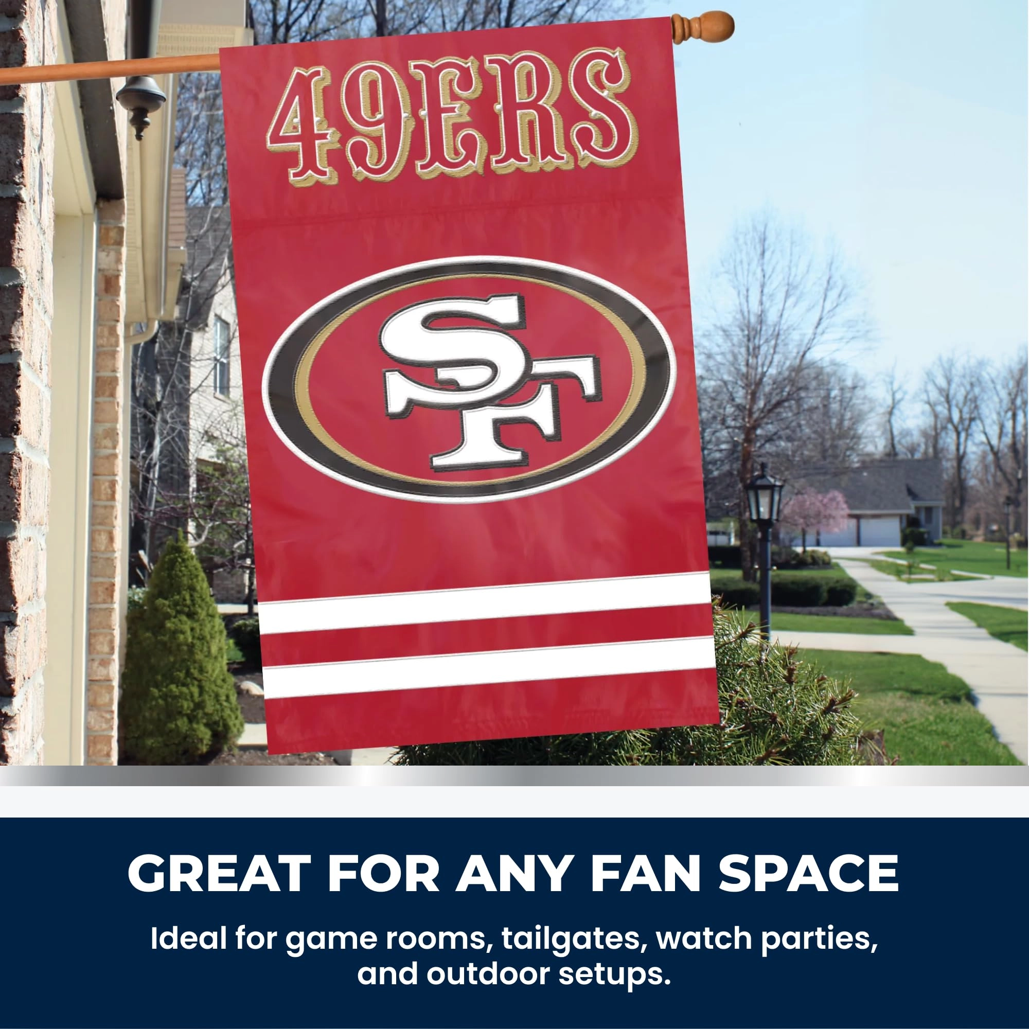 San Francisco 49ers Applique Banner Flag - 1 Game Day, Outdoor Events, Sports & Tailgating