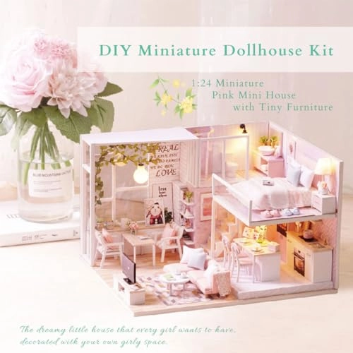 Miniature Dollhouse Kit - Pink 1:24