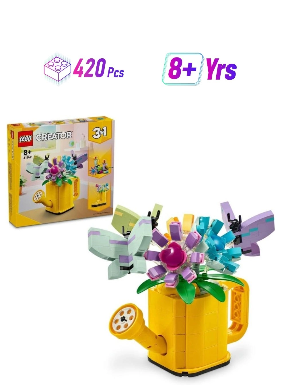 Flowers in Watering Can (31149) - Yellow