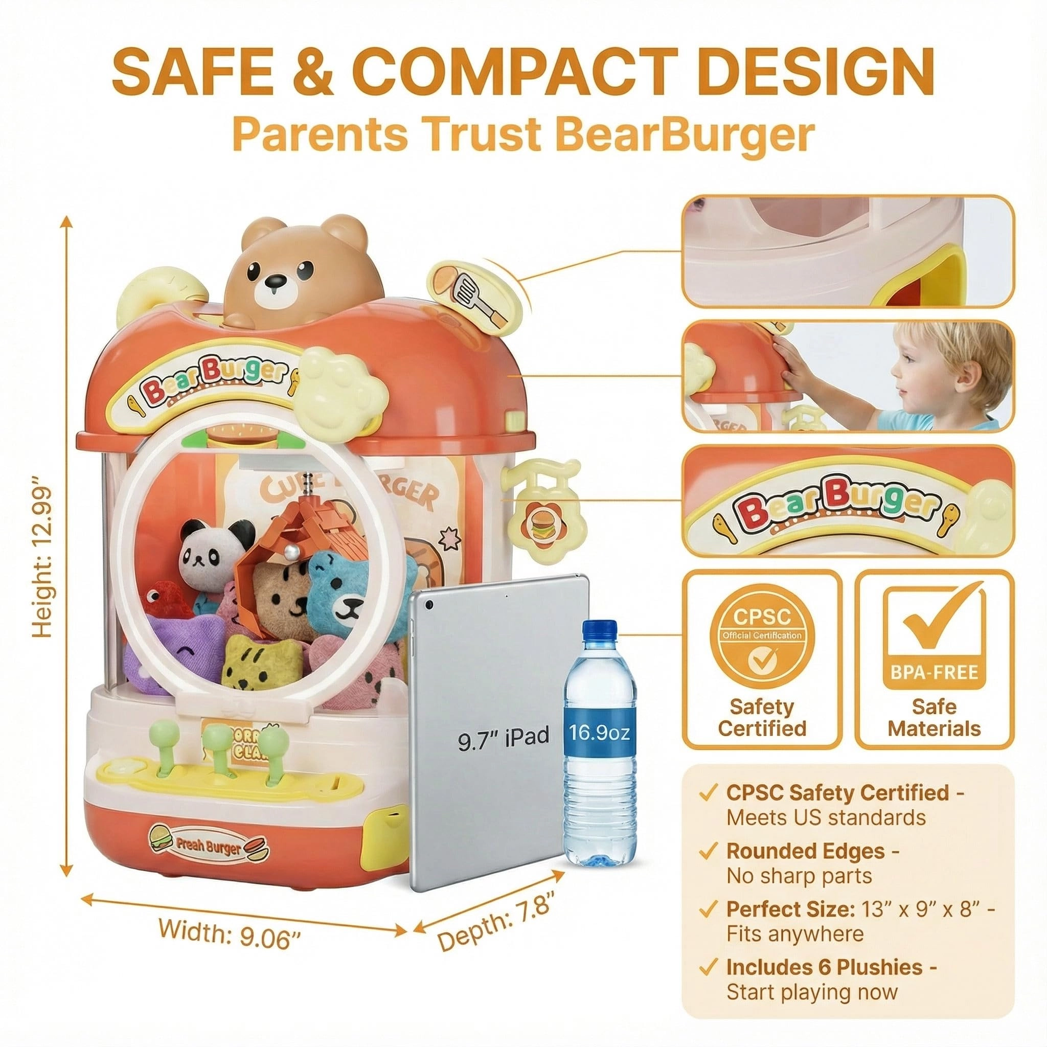 joyfox Claw Machine Burger Bear - 5 years+