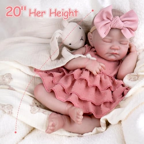 Reborn Baby Doll - 20-inch Vinyl Soft Cloth Body Girl Ages 3+