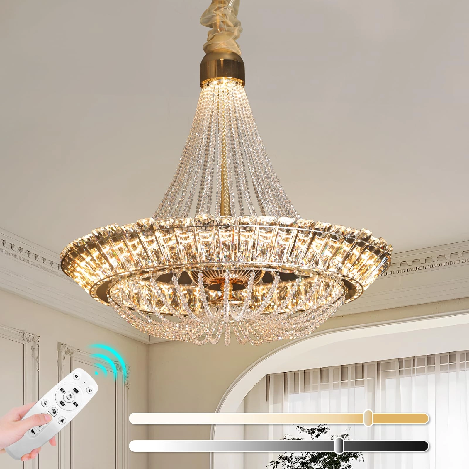 Round LED Chandelier - 3000K 4000K 6000K Dimmable