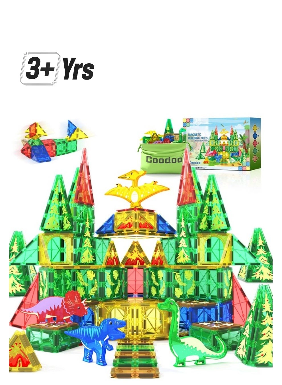 Coodoo Dinosaur Toys Magnetic Tiles - Dinosaur