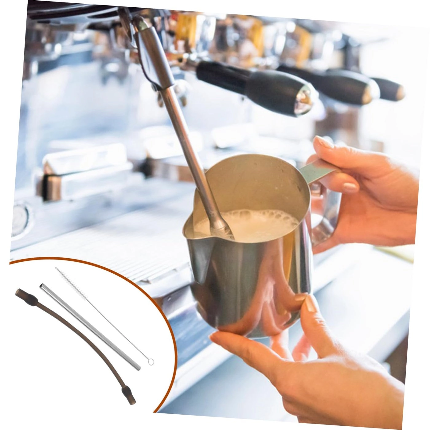 Milk Frother Tube - Silicone Replacement Kit with Brush