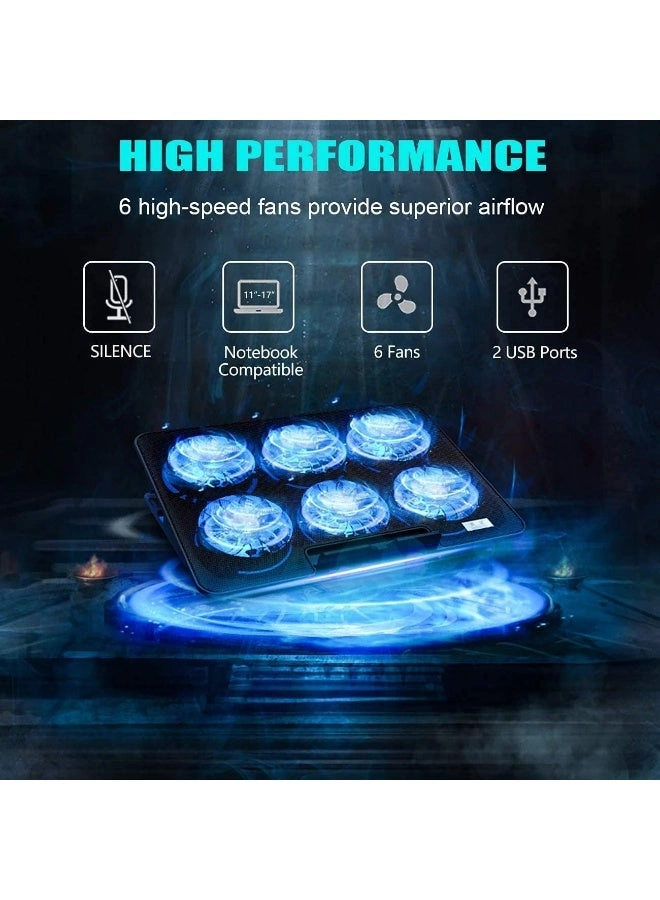 Gaming laptop cooling pad - 6 fans 12-21-inch