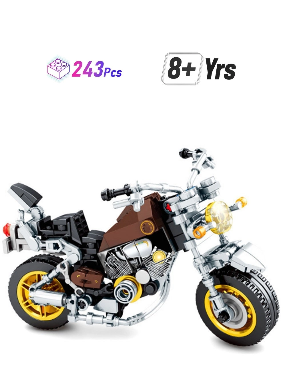 Generic Retro Motorcycle - Silver And Yellow