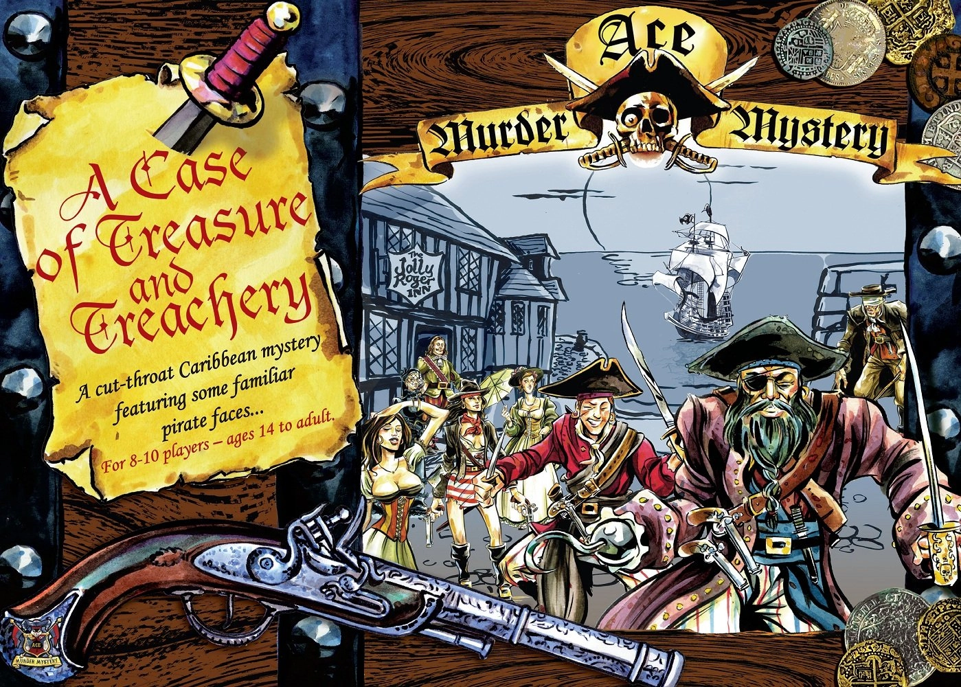 ACE MURDER MYSTERY DINNER PARTY GAMES A Case of Treasure and Treachery - English 16 years and up