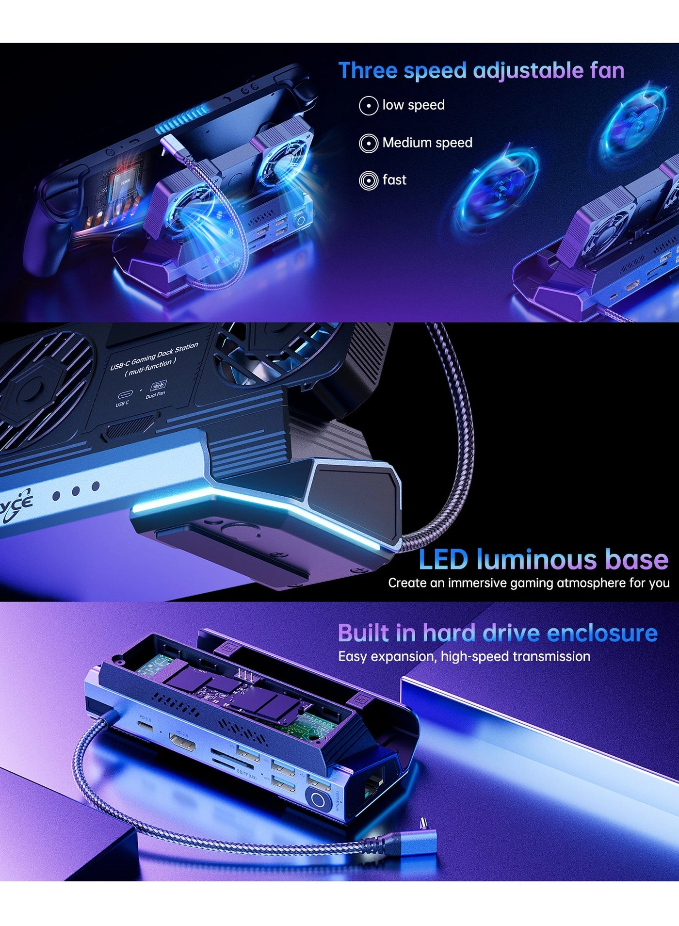 Docking Station - Steam Deck Rog Ally Switch Legion Go Tablet Smartphone