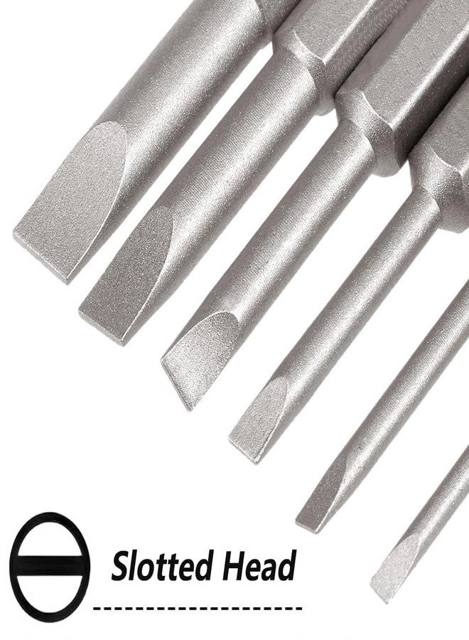 Magnetic Slotted Screwdriver Bit Set - 12 Pieces 1/4 Inch Hex Shank 2 Inch