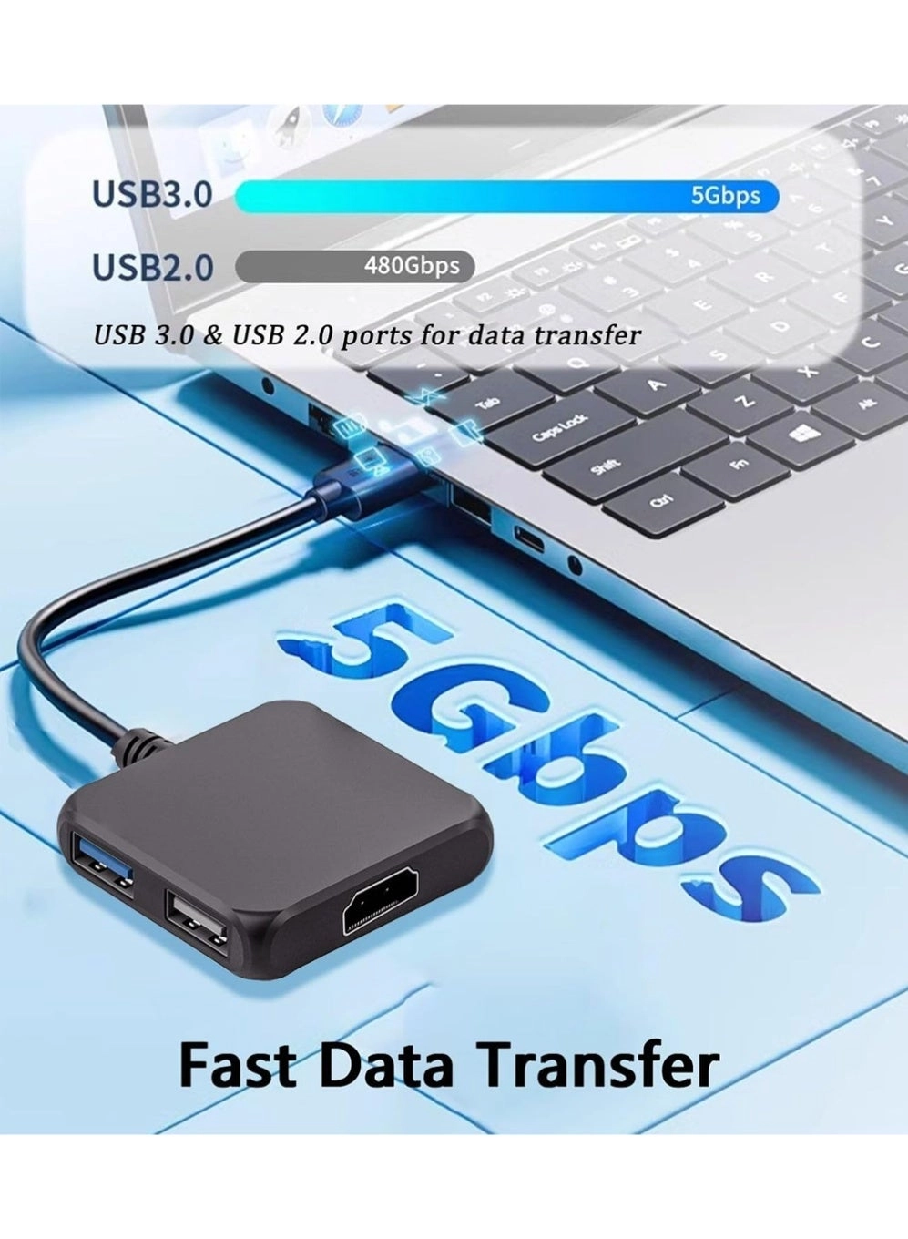 USB C Hub HDMI Adapter - 4-in-1 4K 100W