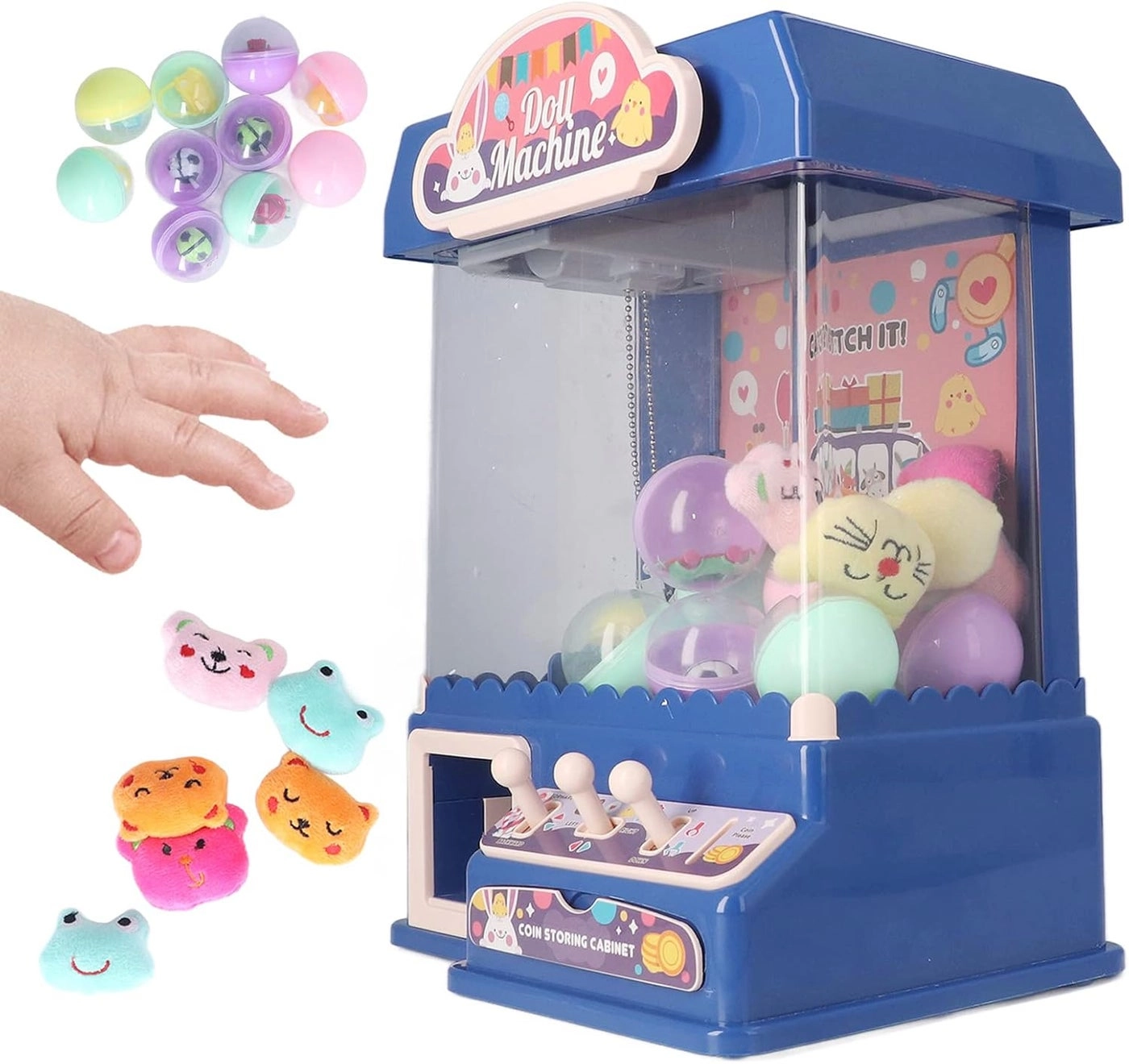 cheekyglo Doll Grabber Toy - 10 dolls 20 coins 10 eggshell