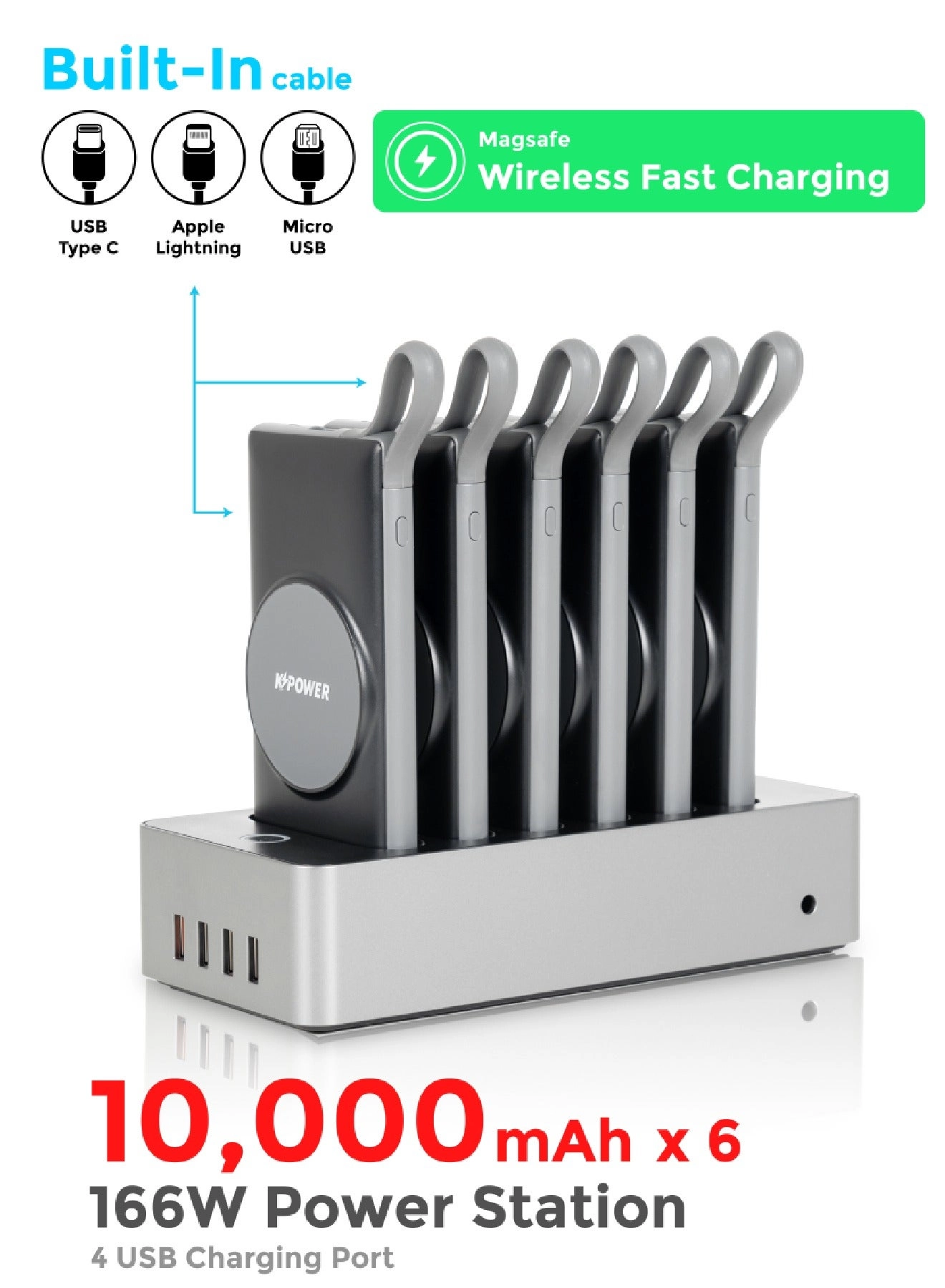 KP-PS-166W - 10000mAh 5V--3A(MAX) QC 4 Wireless