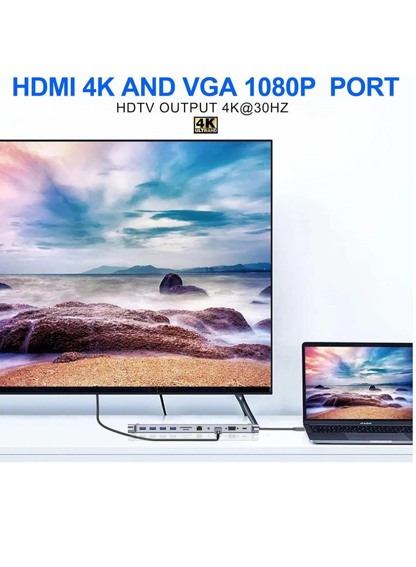 USB C Docking Station - 11 in 1 4K HDMI RJ45 Ethernet