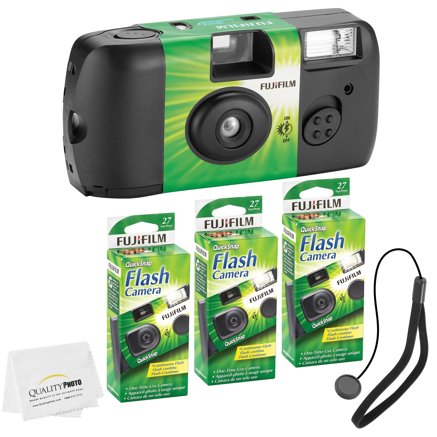 Fujifilm QuickSnap Flash 400 - 35mm + Hand Strap + Microfiber Cloth