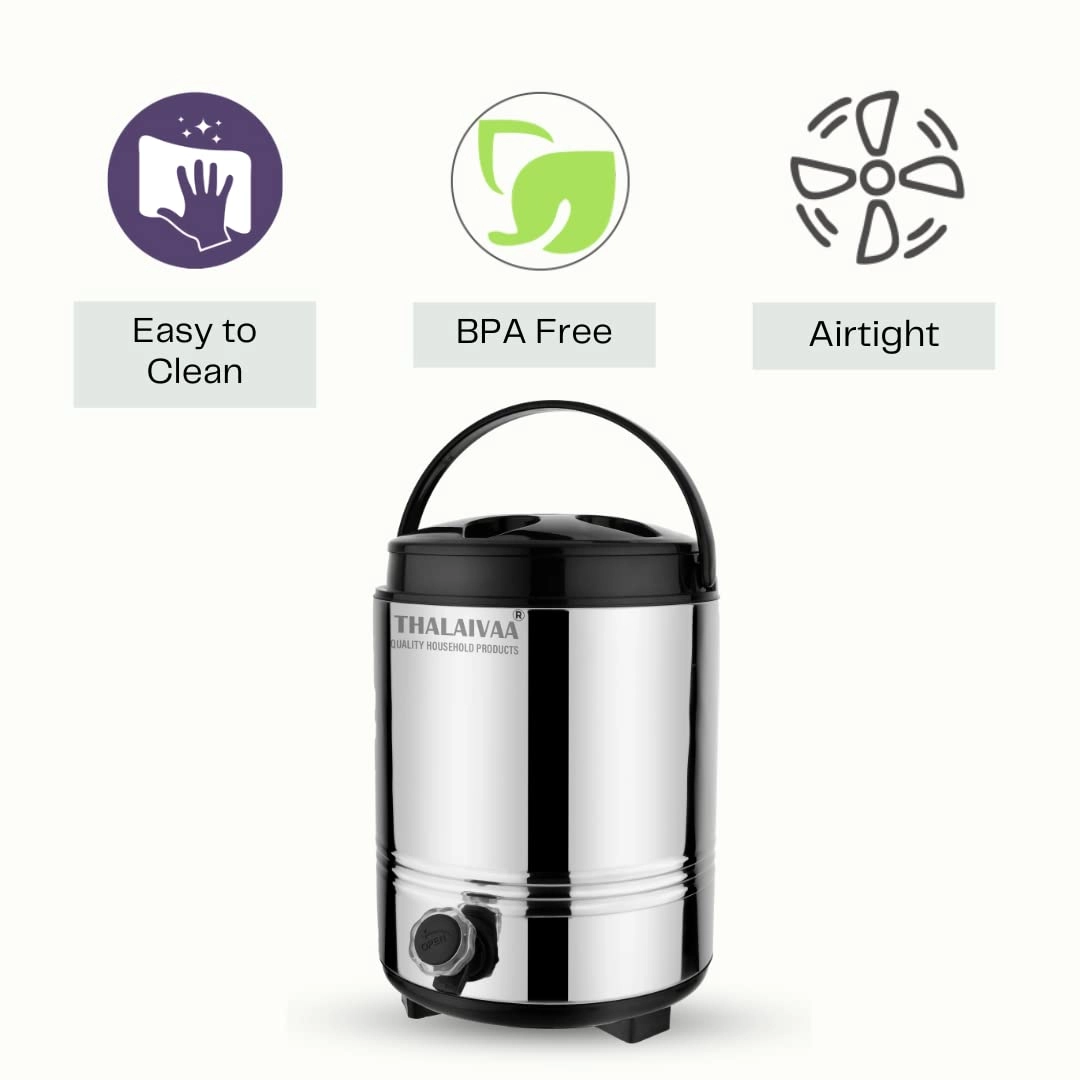 Stainless Steel Double Walled PUF Insulated Water ContainerJug - 8 Liters