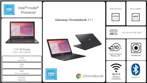 Chromebook 311 CBOA311-1H-C90F - 11.6'' Celeron N4500 4GB LPDDR4X 64GB eMMC