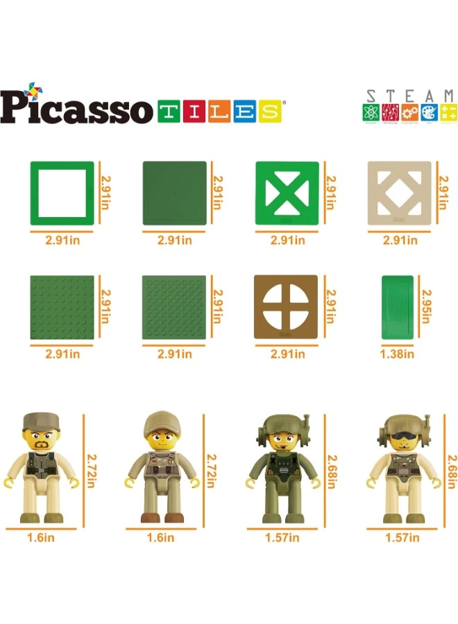 Magnet Tile Building Brick Blocks Playset - Military 186 pcs