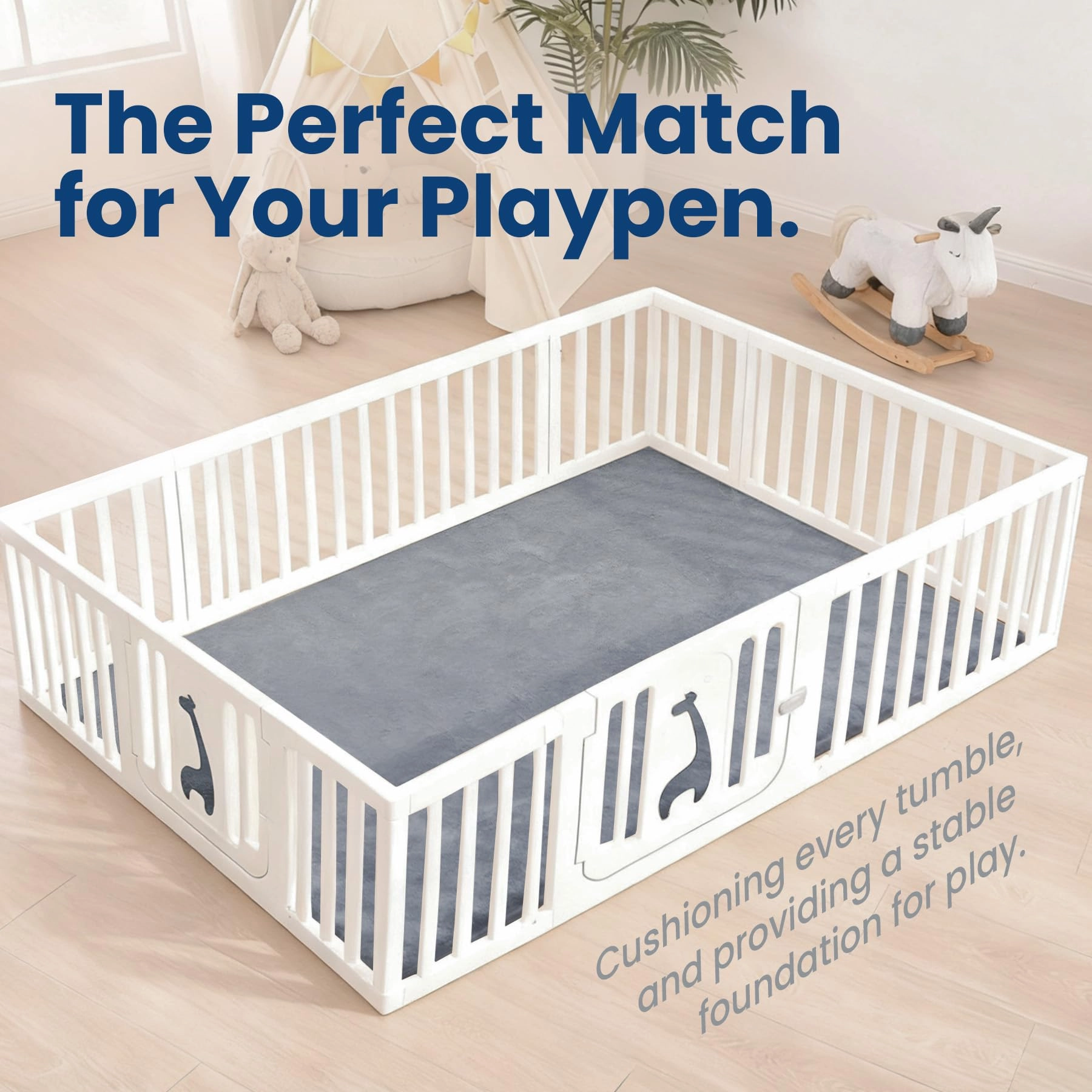 Baby Play Mat - 59"×71" 1.3" Thick Light Grey