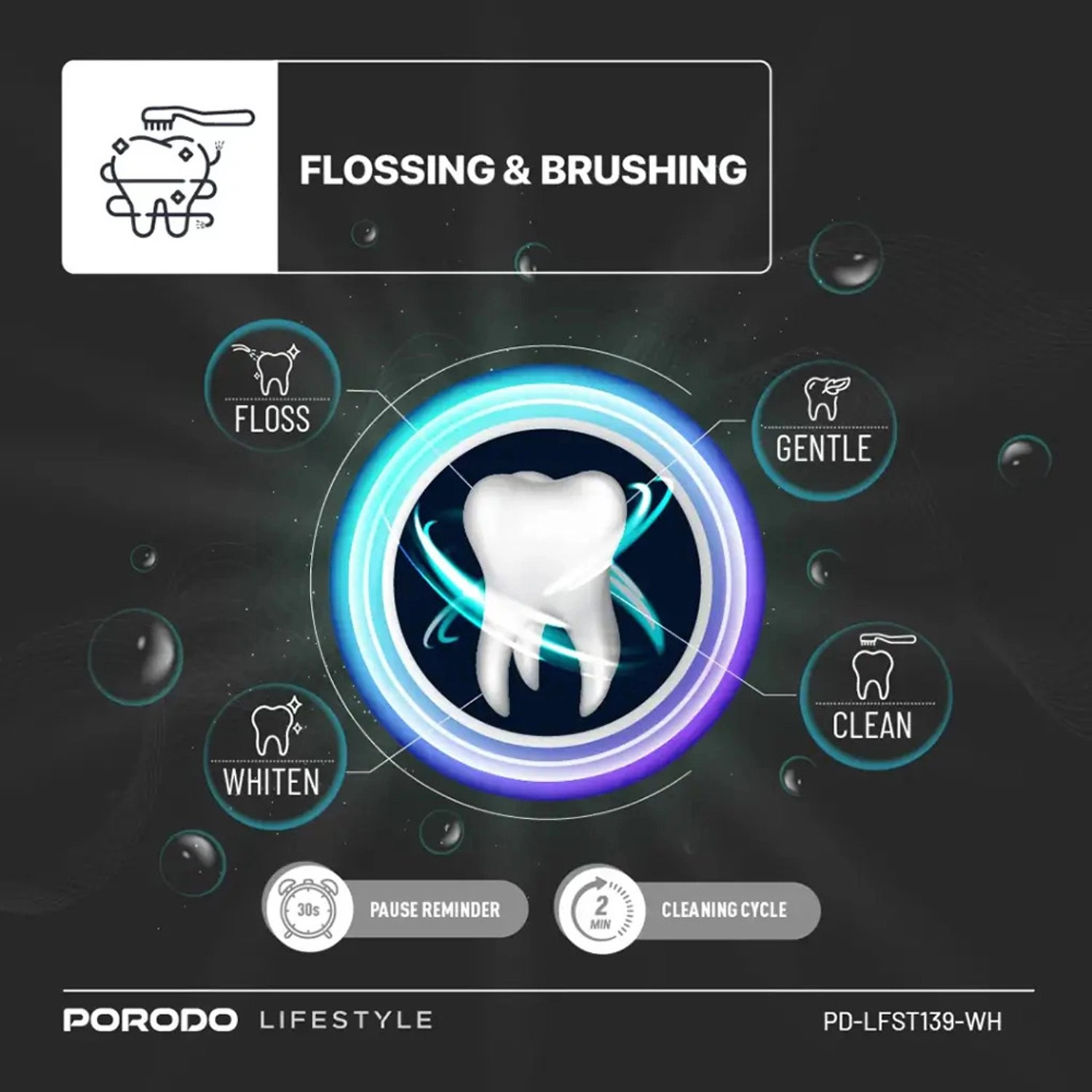 Lifestyle Water Floss & Sonic Electric Toothbrush - 100mL 25 Days Battery Life IPX7