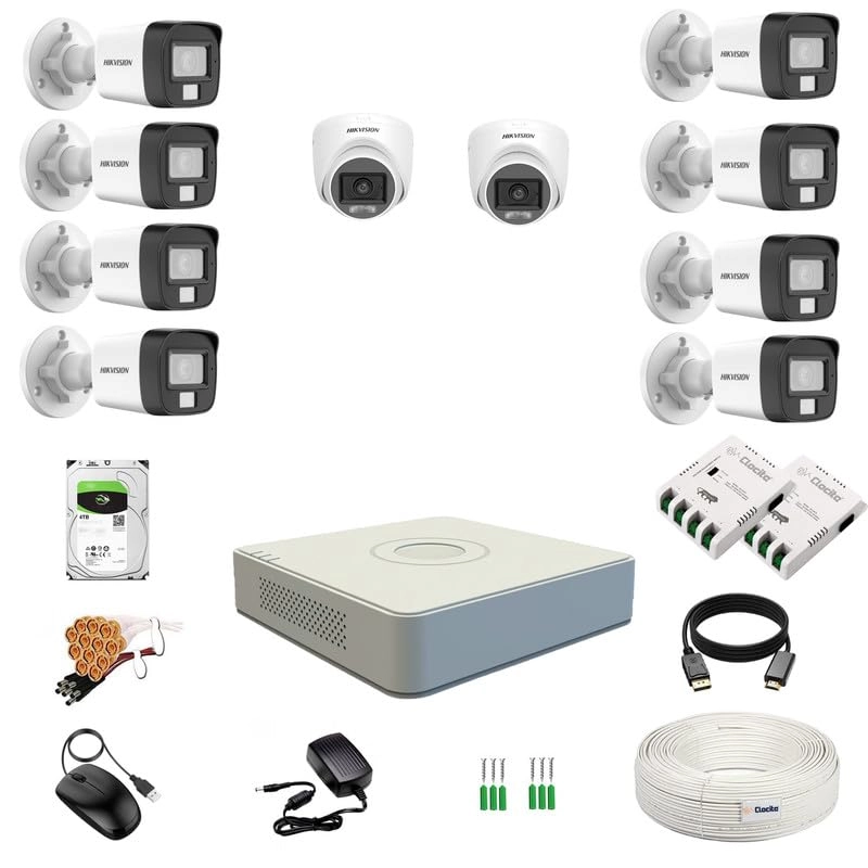 Prama Hikvision India Pvt.Ltd 3K/5MP 16 CH DVR + 2 Dome 8 Bullet Cameras + 4TB HDD + 8 CH SMPS + CCTV Cable + BNC/DC