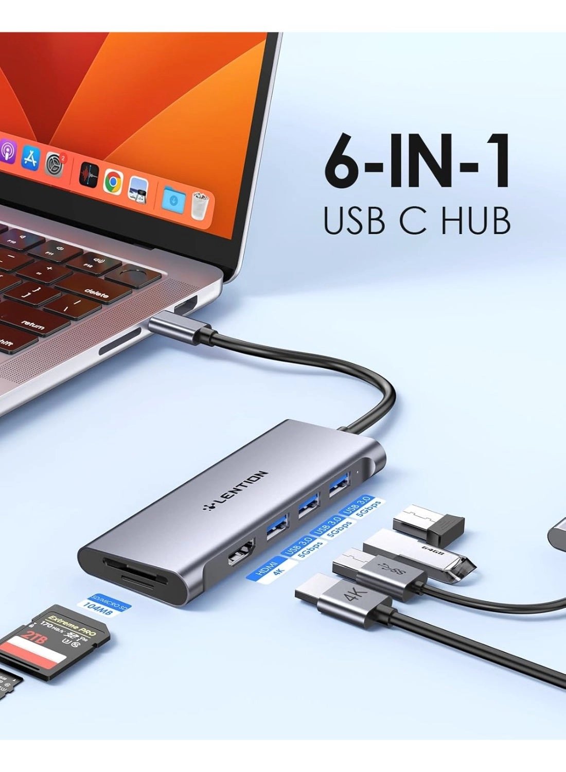 CB-CE18s - 8-in-1 USB-C Hub 4K@60Hz HDMI 100W PD