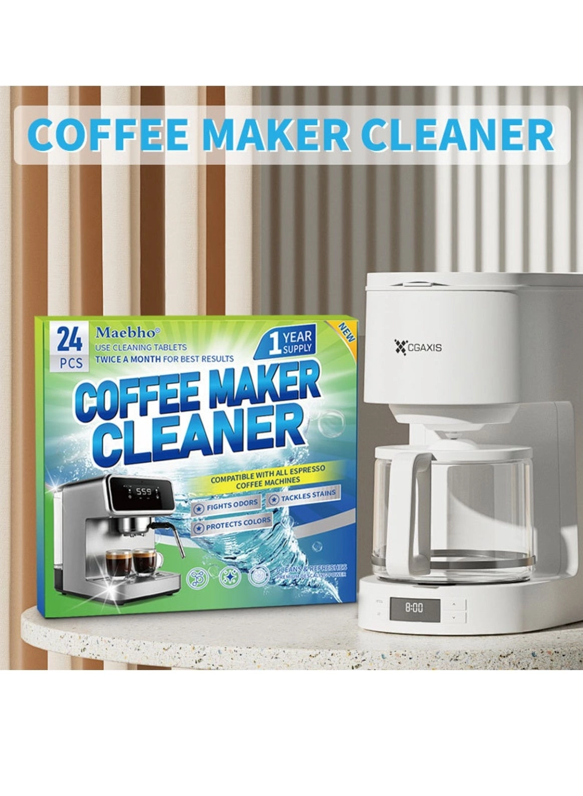 Coffee Maker Cleaner Tablets - 24-pack 1-Year Supply