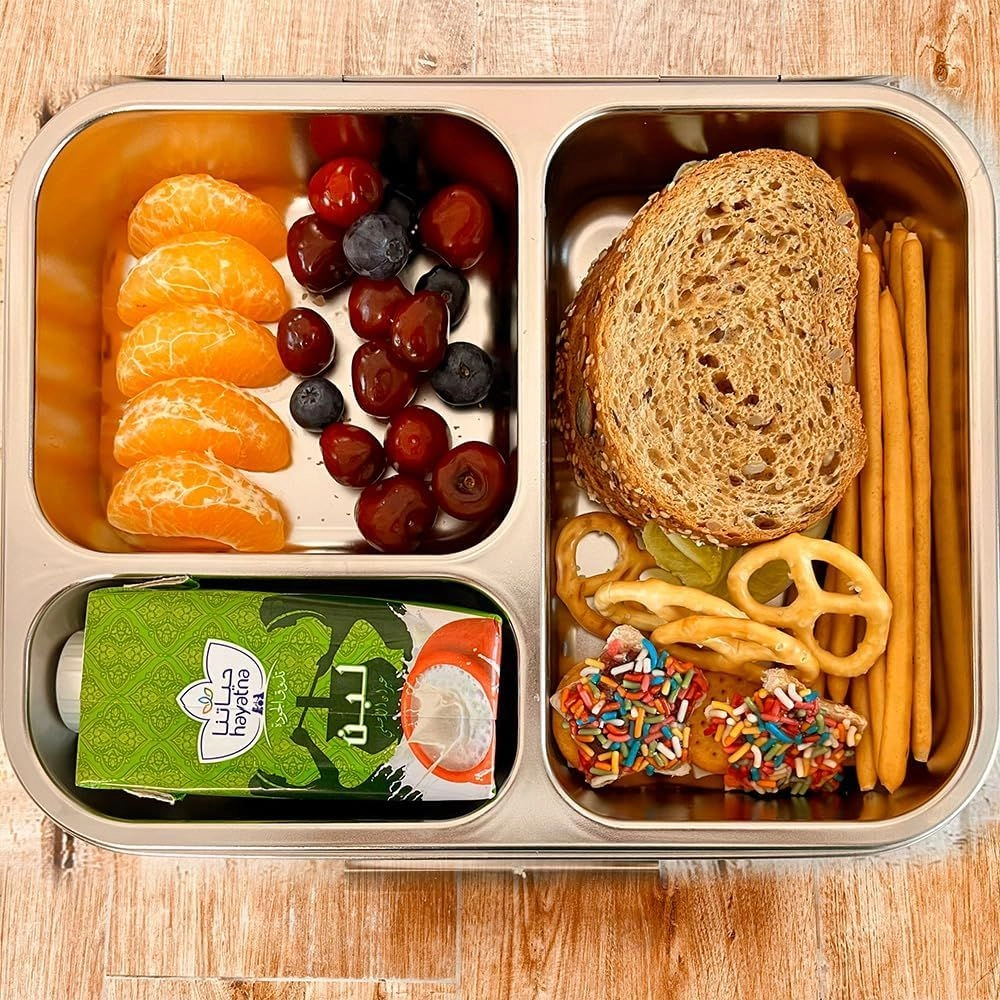 3 Compartment Bento Steel Lunch Box - 1750ml