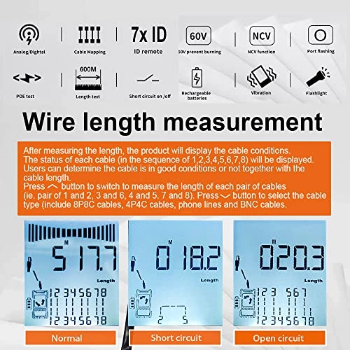 Handheld Portable 2in1 Network Cable Tester - LCD Display POE Test