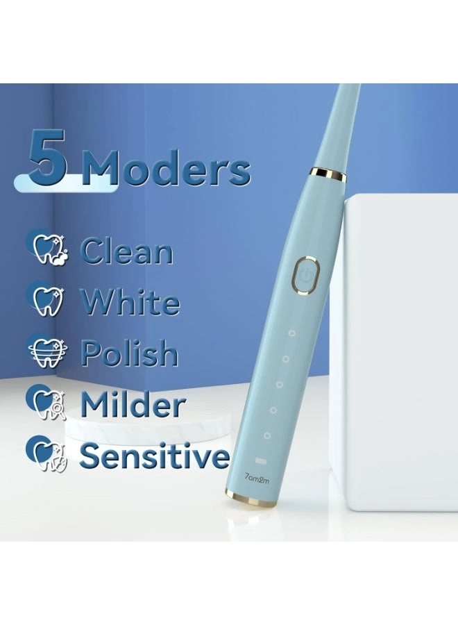 Sonic Electric Toothbrush - 8 Heads 5 Modes Midnight Black