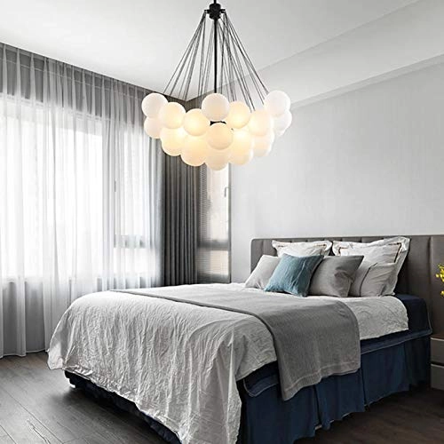 Minimalist Glass Bubble Ball Chandelier - E27 8 heads Gradient smoke gray lampshade
