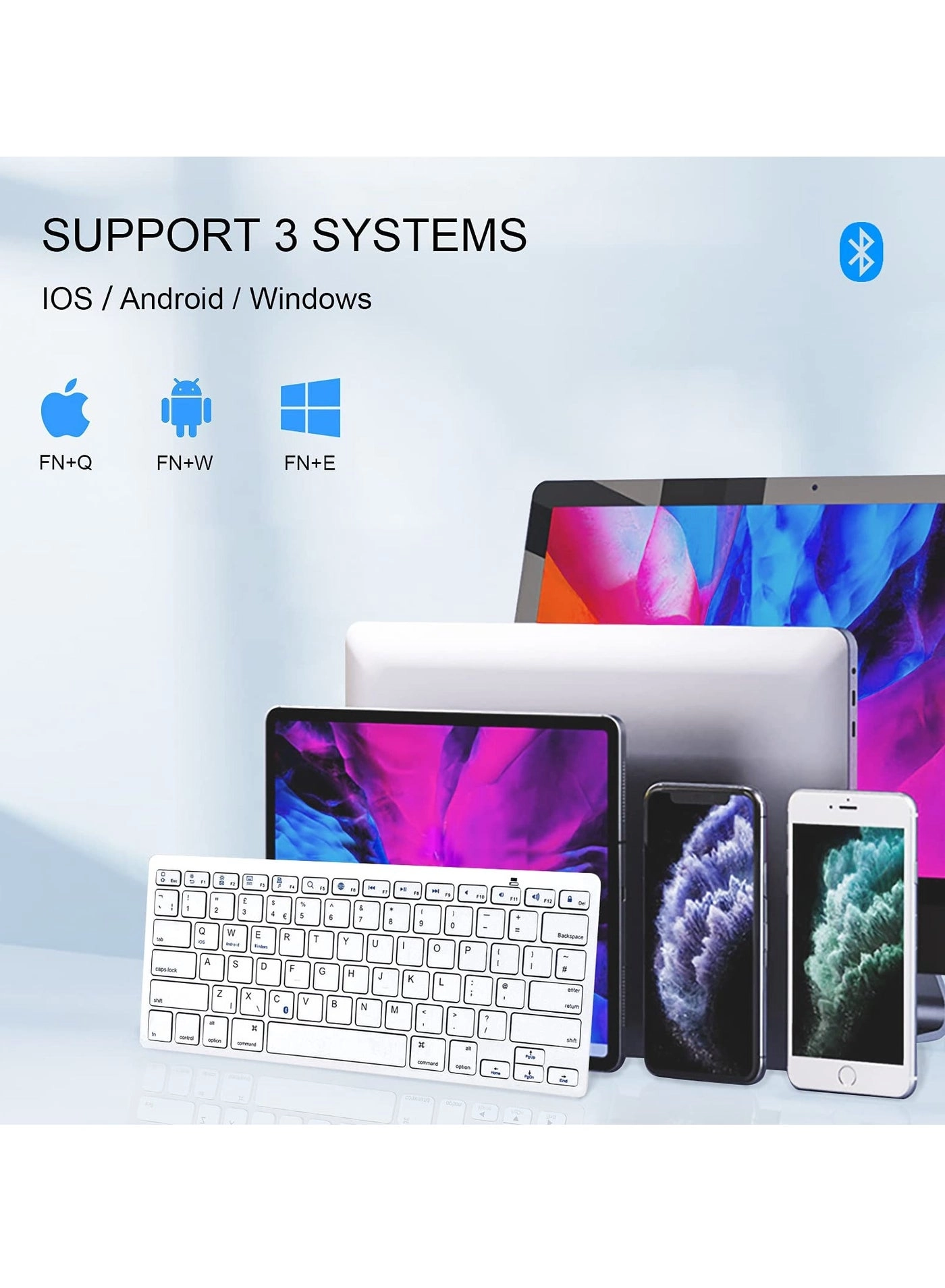 Bluetooth Keyboard - Full-size numeric keypad Long battery life Scissor switch