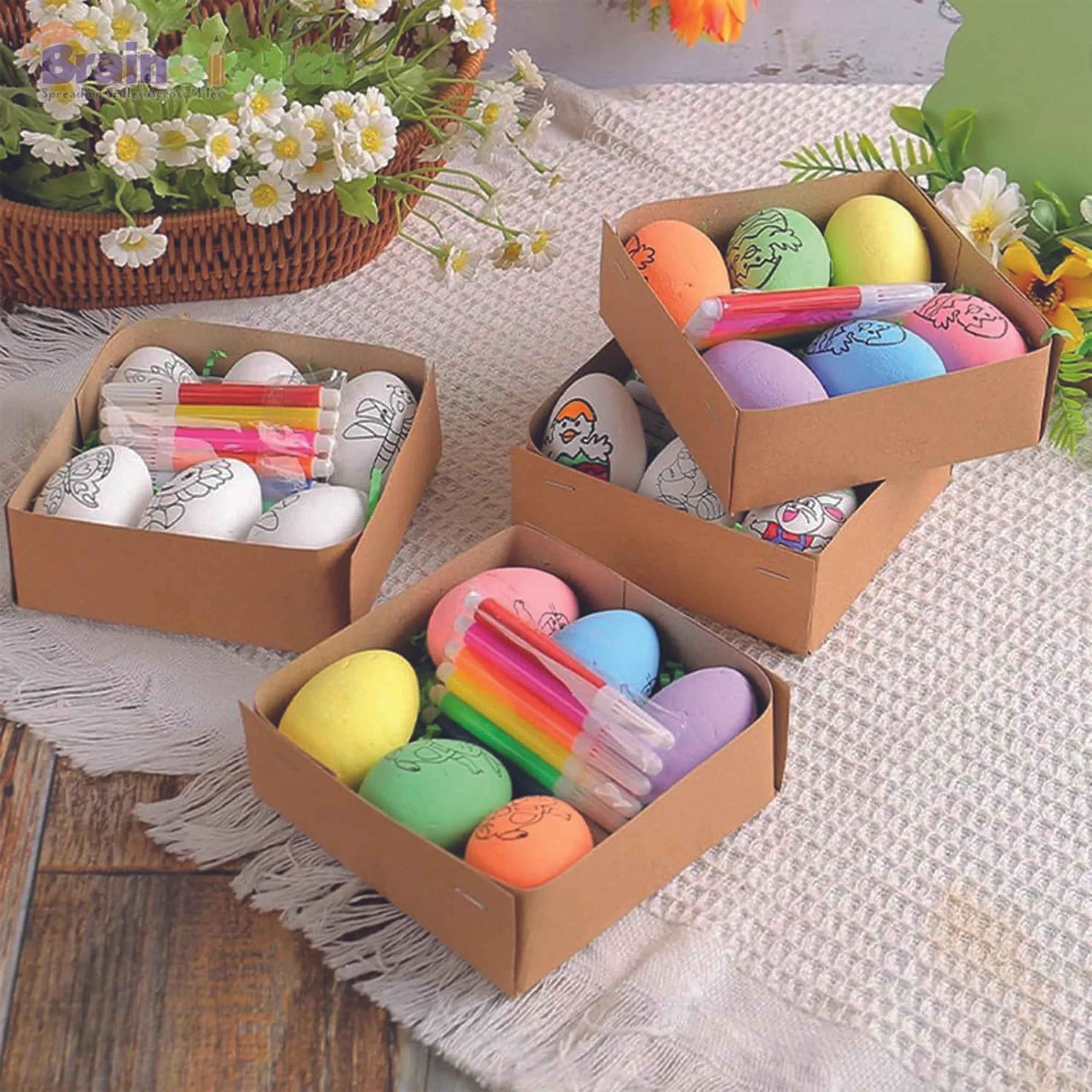 Hand-Painted Easter Eggs Drawing Set - 6 Pcs 6 x Markers