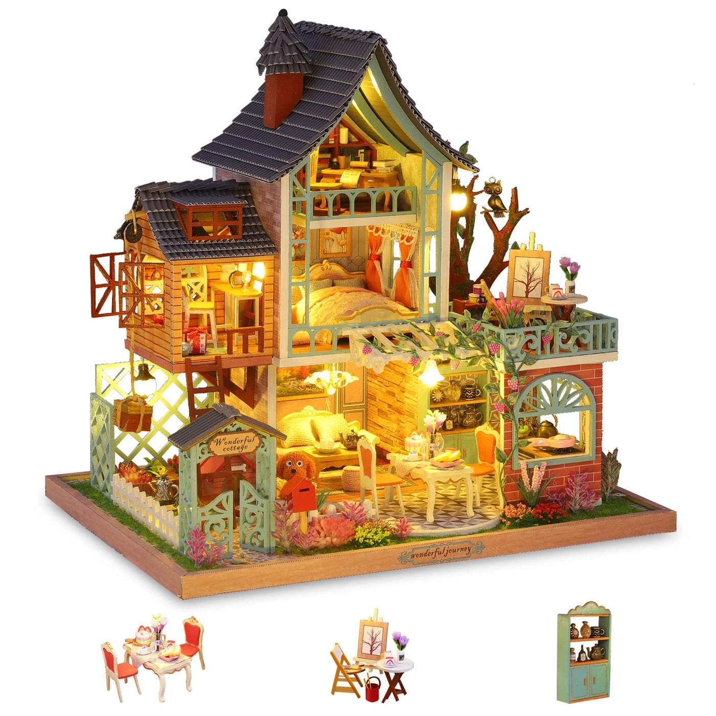 GuDoQi DIY Dollhouse Kit - Jungle Resort 1:24 Scale