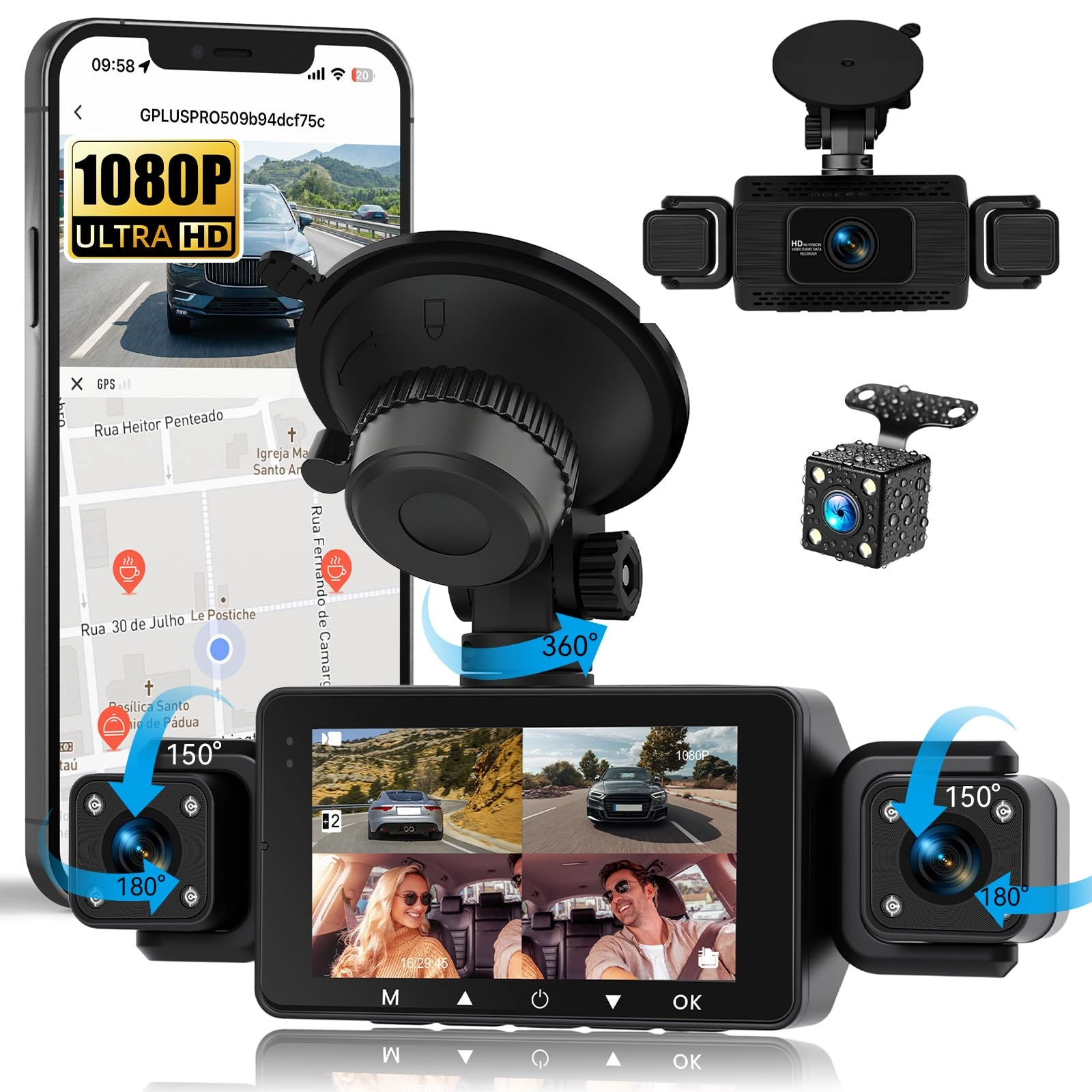 4-Channel Dash Cam - 1080P