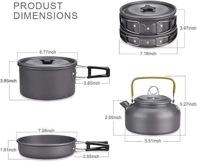 Camping Cookware Mess Kit - 11-Piece