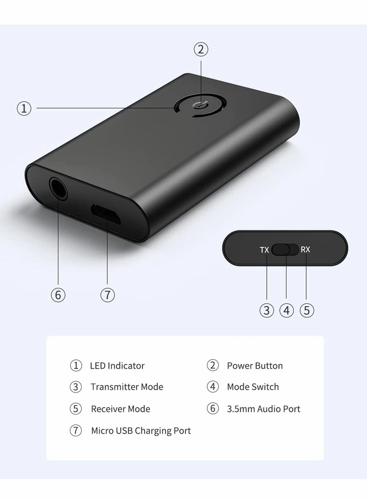 Bluetooth Aux Adapter - Bluetooth 5.0 3.5mm USB charging