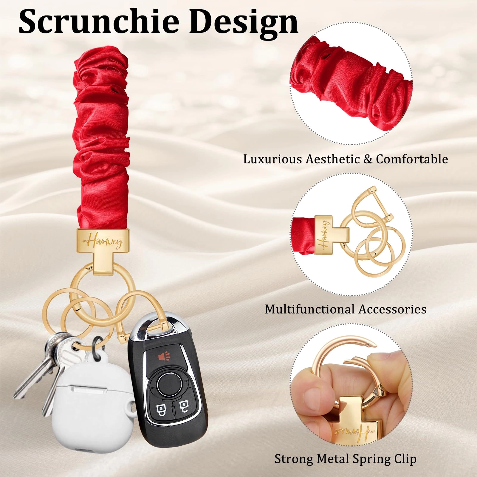 Stretchy Scrunchie Keychain Wristlet - Fun