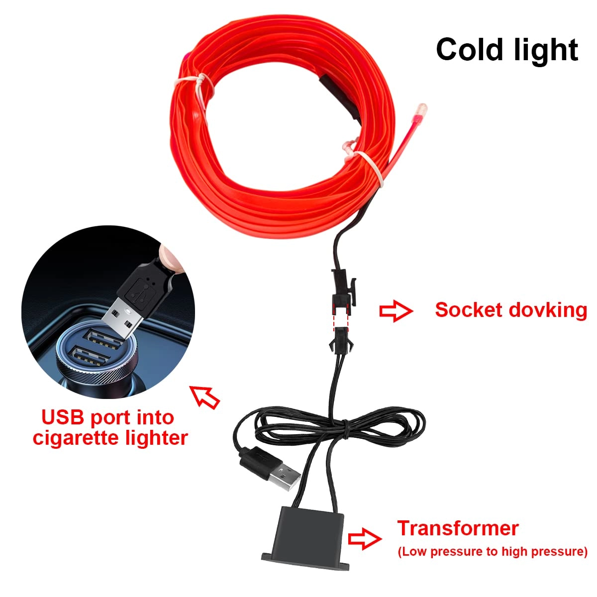 EL Wire Interior LED Strip Lights - 10FT