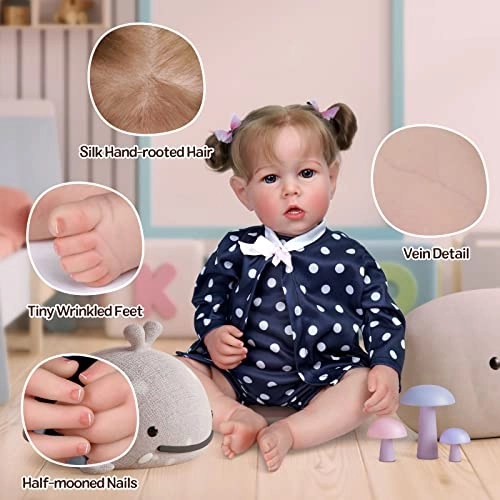 Reborn Baby Doll - 17 inches Vinyl Blue Eyes Gift Set Ages 3+