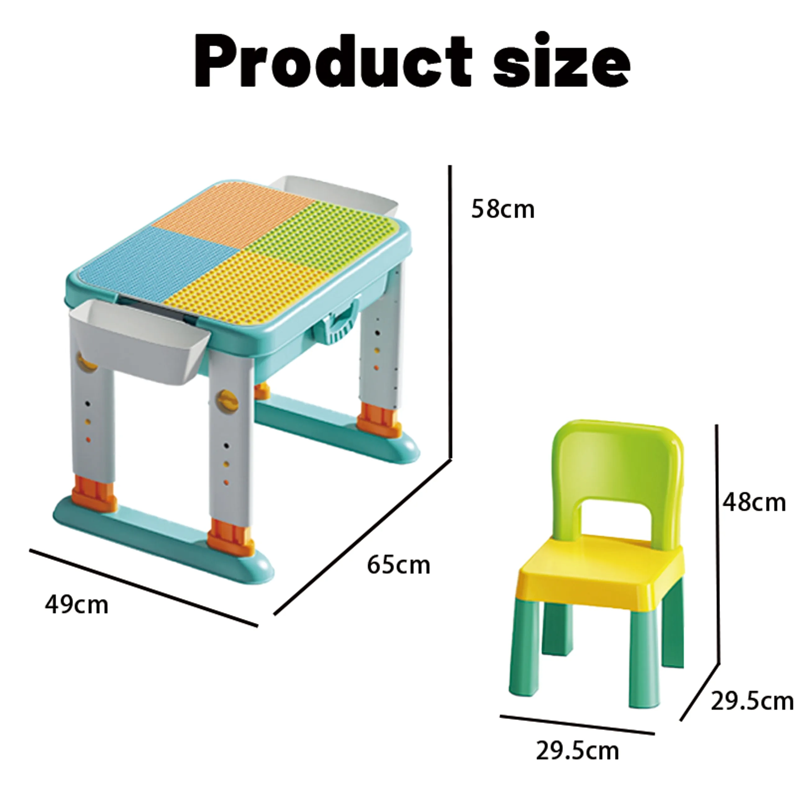 3-In-1 Multifunctional Building Block Table & Chair Set - 55 pcs