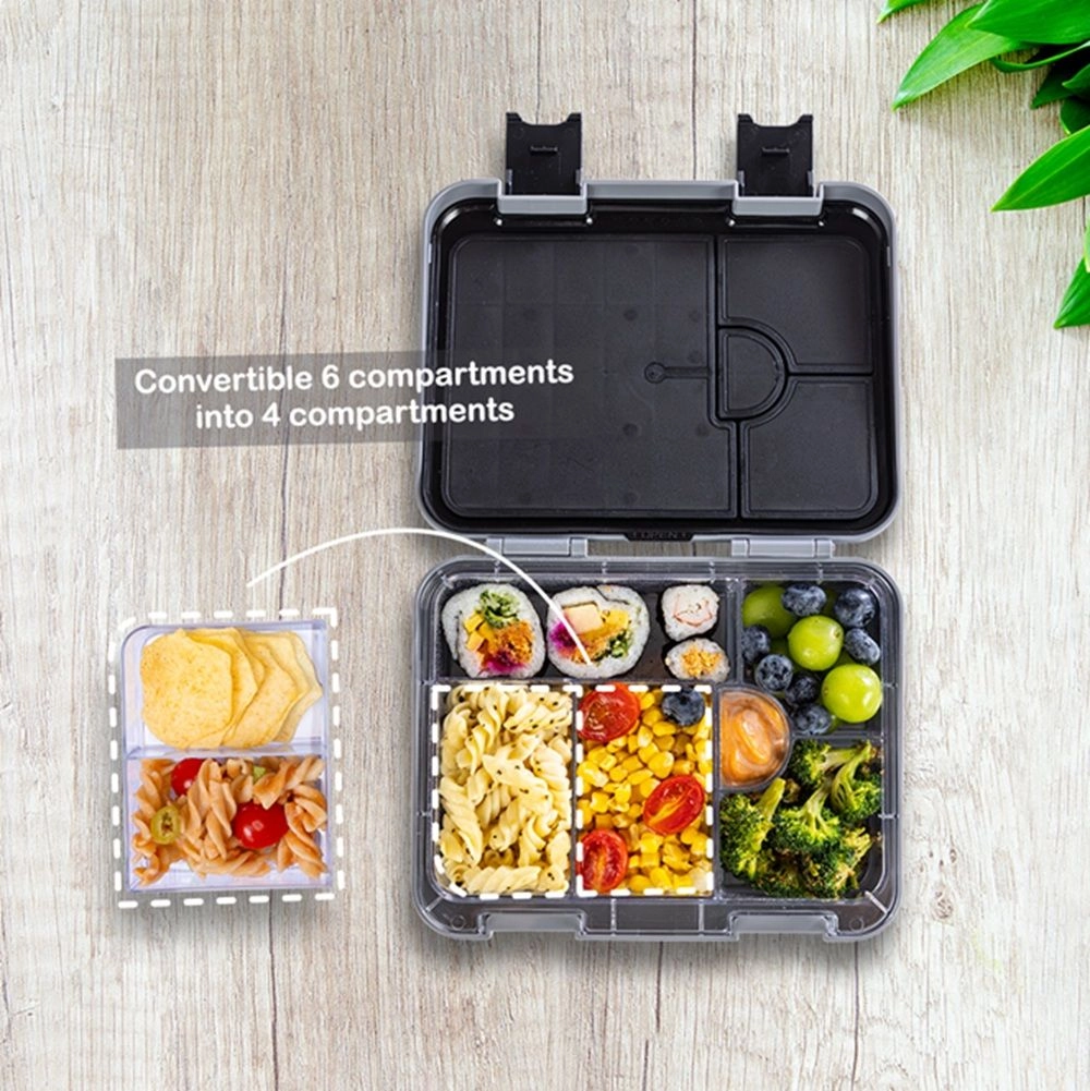 6 And 4 Convertible Lunch Box - Mermaid Purple + 420 ml Water Bottle + Sandwich Cutter