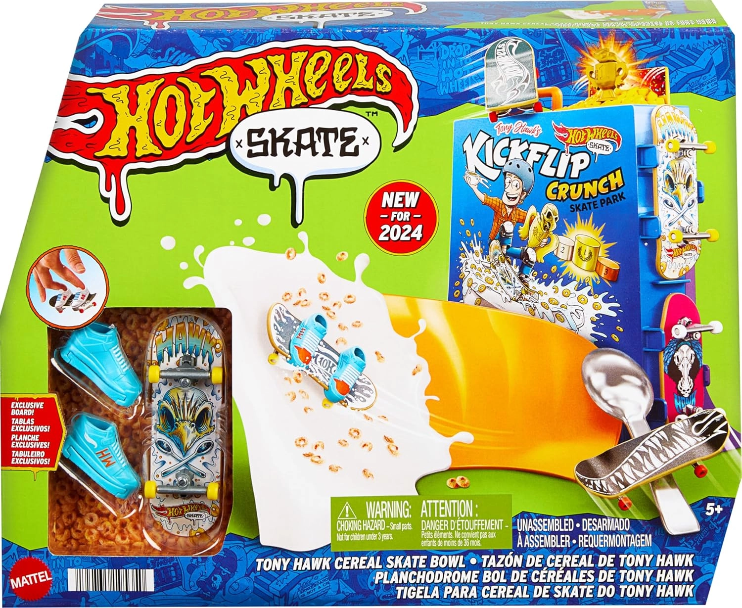 PLAY BOX TOYS TRADING Tony Hawk Cereal Skate Bowl - Fingerboard Set 1 Exclusive Board Pair of Skate Shoes