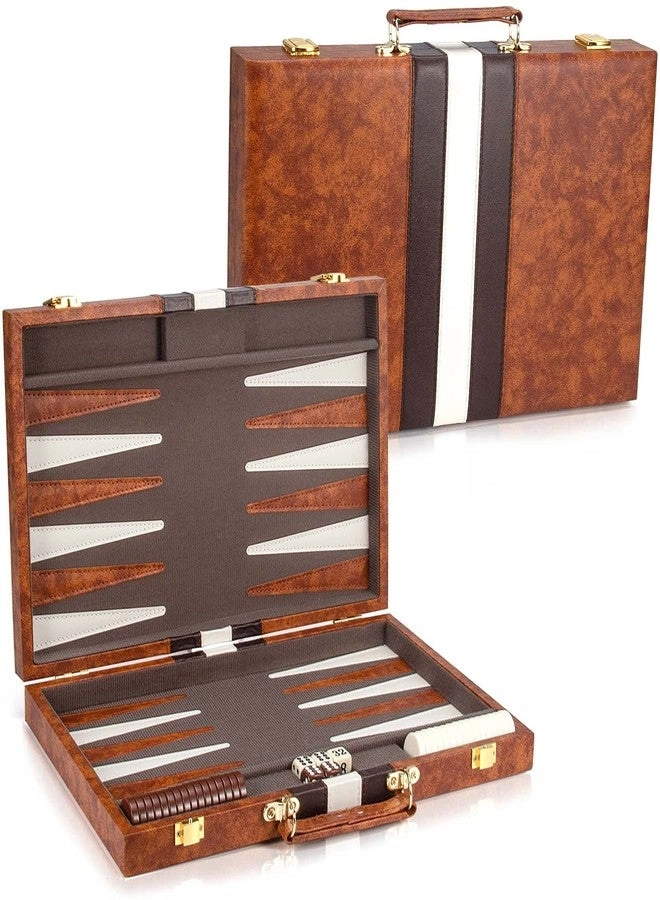 Backgammon Set - Brown Faux Leather