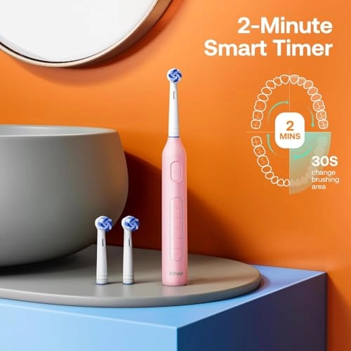 R1 - Rotating Electric Toothbrush 8 Brush Heads Pink