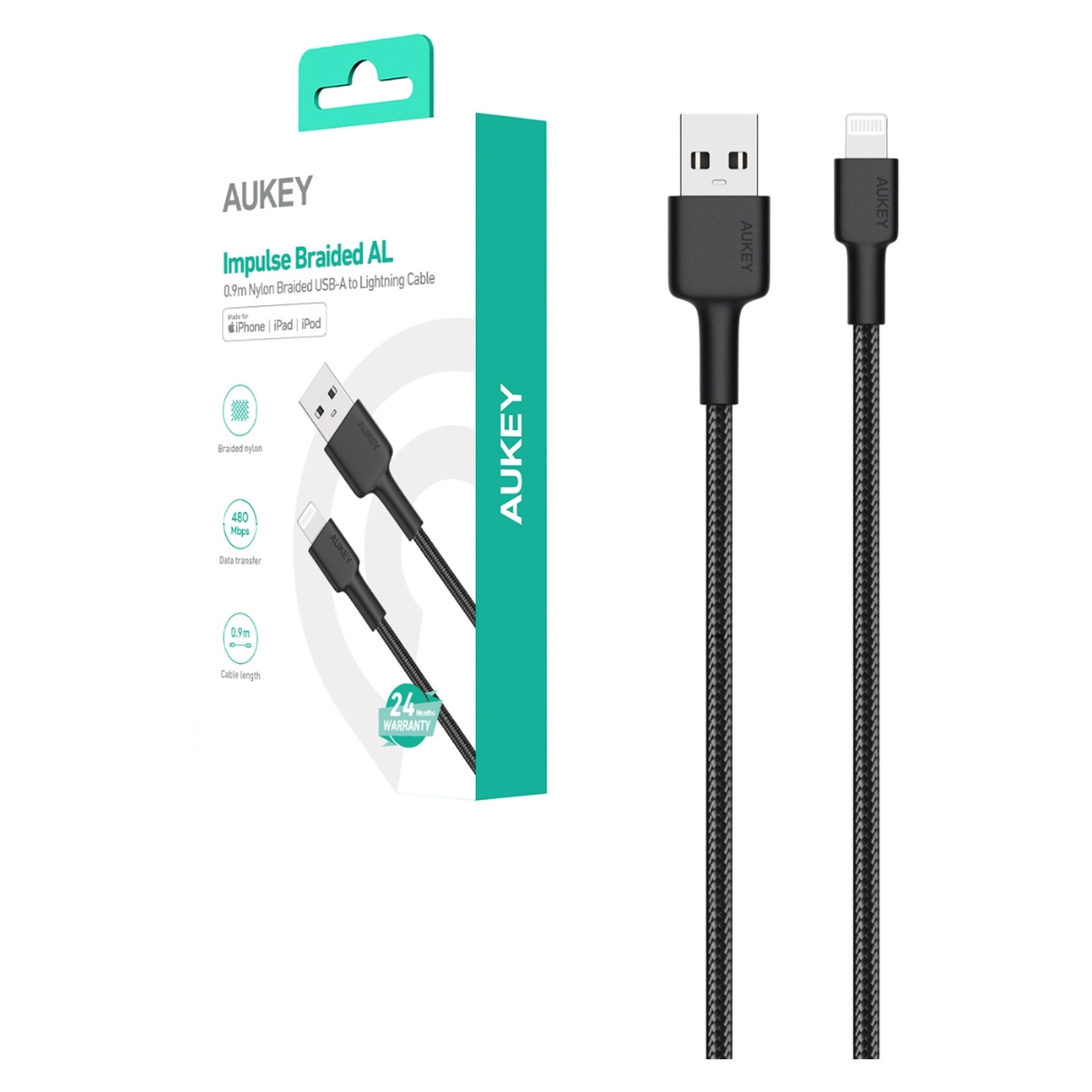 Nylon Braided Lightning Cable - .9 m