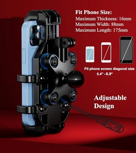 Motorcycle Fork Stem Phone Mount Holder - Vibration Dampener 5.4-6.9'' Smartphone