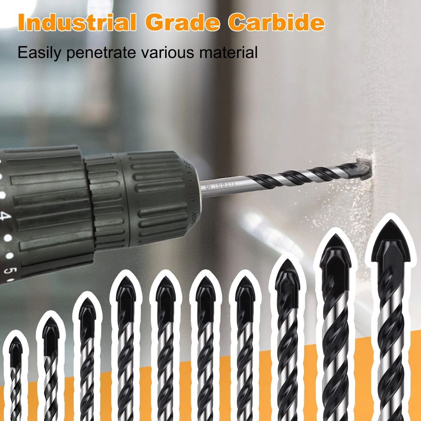 Masonry Drill Bit Set - Carbide 10PCS 1/4"